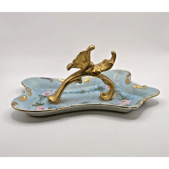 Vintage Floral Ring Holder Trinket Dish Used - Picture 10 of 14